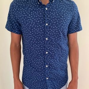 Navy blue with white flowers shirt